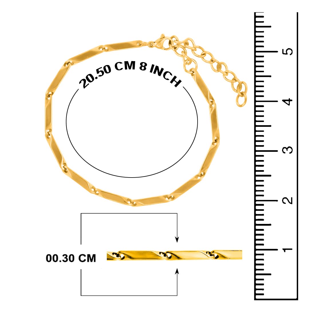 Stainless Steel Chain Bracelet (Black + Gold)